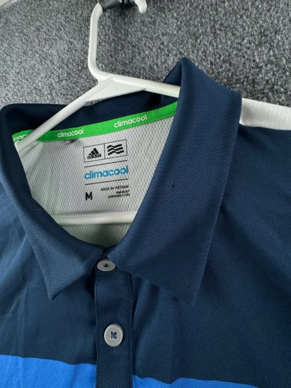 Adidas Climacool Men Polo Shirt Size Medium Casual Short Sleeve Blue White